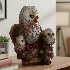Coruja família G Decorativa em Gesso Sabedoria  Elegância para o Seu Lar