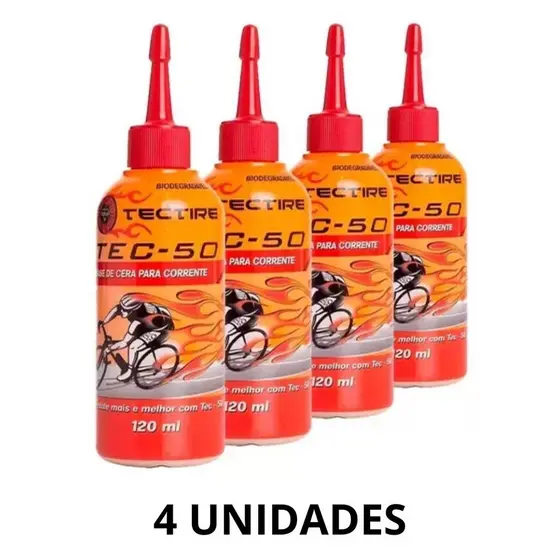 Óleo Lubrificante Tectire Tec50 Cera Corrente Bike 120ml Kit 4