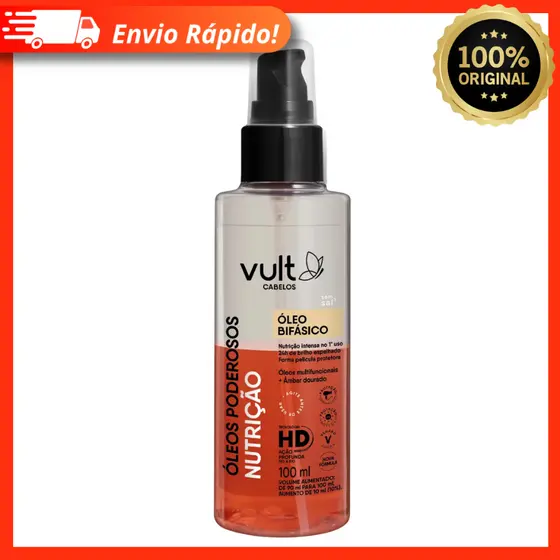 Óleo Bifásico Nutrição Capilar Vult Óleos Poderosos 90ml - Nutrição Intensa e 24 Horas De Brilho