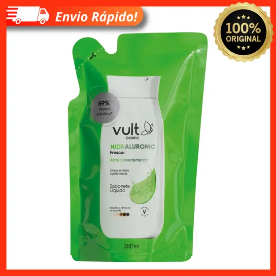 Sabonete Líquido Corporal Antiressecamento Hidraluronic Frescor Refil 200ml - Vult