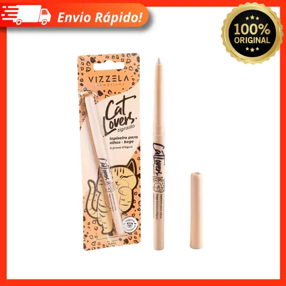 Lapiseira Retrátil Cat Lovers Bege Vegano À Prova D'Água 0,24g - Vizzela