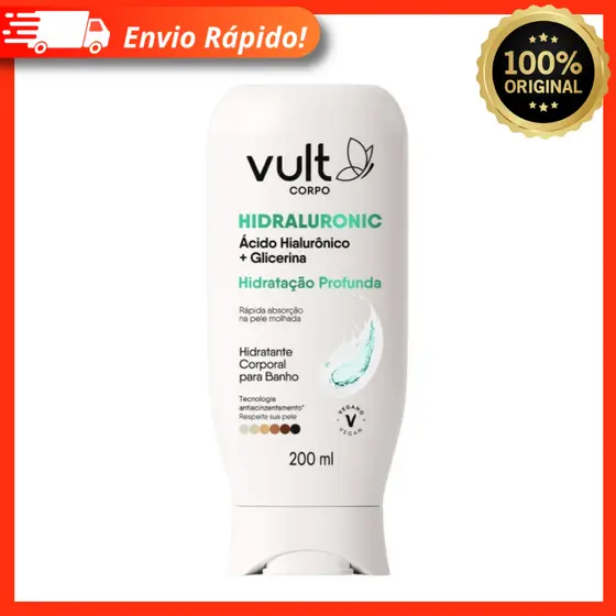 Hidratante Corporal para Banho Hidraluronic Hidratação Profunda 200ml - Vult