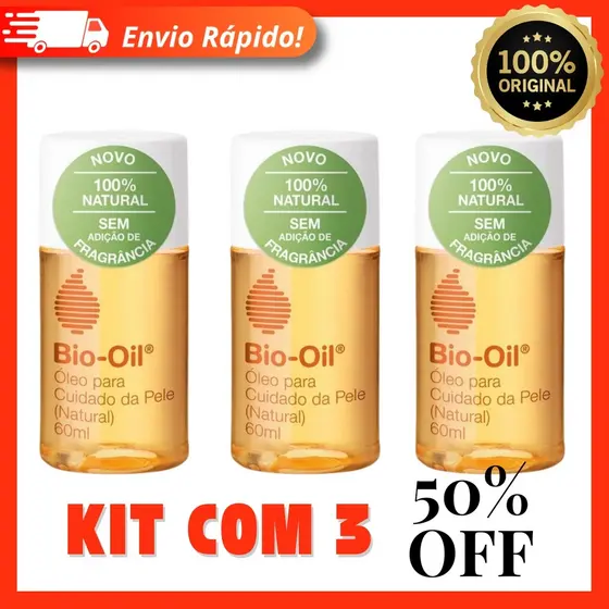 Bio-Oil Óleo Corporal Natural - 60ml 100% Original - Kit com 3 Unidades Bio Oil