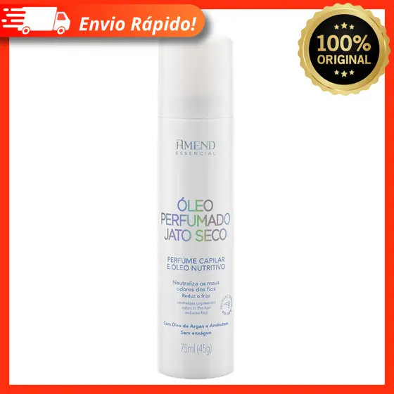 Perfume Capilar e Óleo Nutritivo Amend Essencial Jato Seco 75ml - Neutraliza Maus Odores