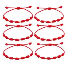 Kit 6 Pulseiras Vermelhas 7 Nós Proteção Kabbalah Contra O Mal