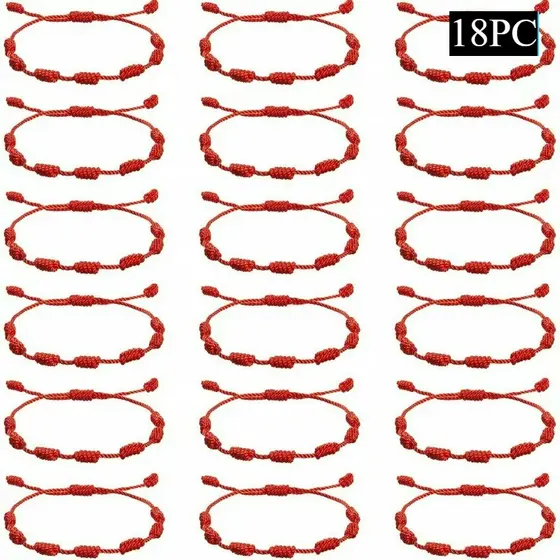 Pulseira De Sete 7 Nós Corda Vermelha Para Sorte E Proteção 18/pc/12pc