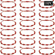 Pulseira De Sete 7 Nós Corda Vermelha Para Sorte E Proteção 18/pc/12pc