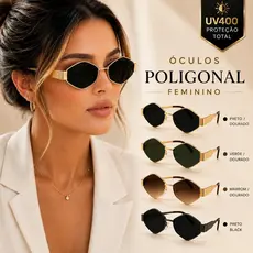 Óculos De Sol Premium Luxuosos Poligonais UV400 Femininos