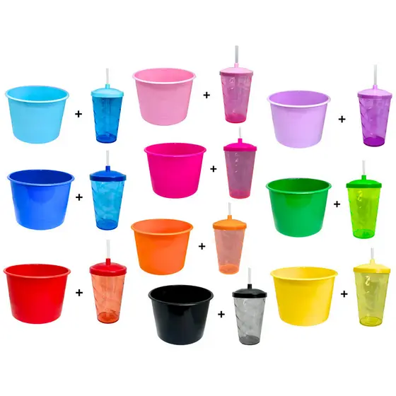Kit Cinema Balde 1,5L Pipoca +  Twister Coloridos 400ML