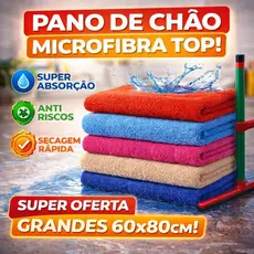 Pano de Chão Microfibra 60x80 Extra Grande Profissional Super Absorvente Secagem Rápida Não Risca Multiuso
