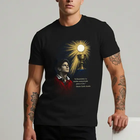 Camiseta Beato Carlo Acutis Religiosa Católica 100% Algodão