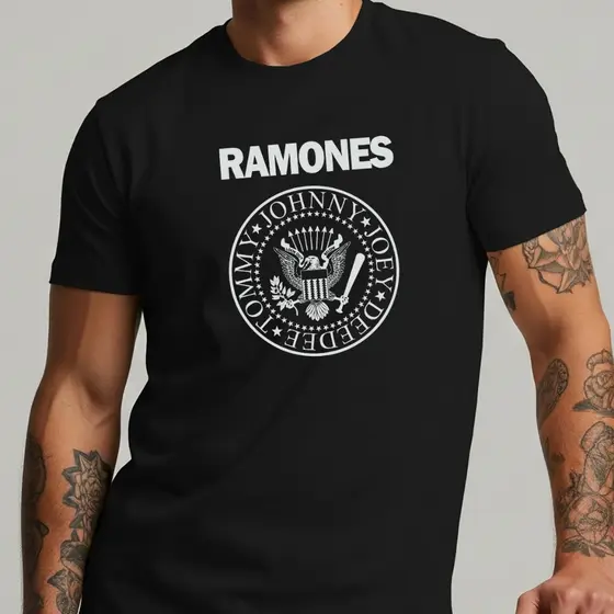 Camiseta Masculina Ramones Banda Rock Logo 100% Algodão Premium
