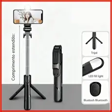 Tripé para Celular com Selfie Stick, Luz de Preenchimento LED e Controle Sem Fio Compacto e Versátil