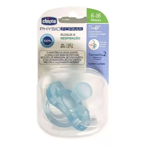 Nova Chupeta Soft Silicone TAM2 6-16M Azul - Chicco