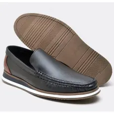 Mocassim Masculino Couro Legítimo Preto e Café Loafer Casual Confortável Social Drive Sapato Premium
