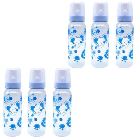 6 Mamadeiras Atacado Anplas 240ml Bico Redondo