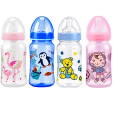 Mamadeira 270ml Bico Silicone Macio Bebê Azul Rosa