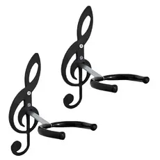 Kit 2 Suportes de Parede PRETO para Violão, Guitarra, Ukulele, Baixo – Design Clave de Sol 𝄞 e Fá 𝄢