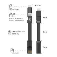 Cabo GShield Slim 3 em 1 Micro USB Lightning USB-C para Celular Original