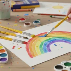Kit 4 pincel para pintura escolar em guache tela e papel volta as aulas material escolar