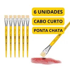KIT 6 PINCEL PARA PINTURA ESCOLAR CHATO ARTISTICO GUACHE CABO CURTO ARTESANATO 715C - PINCEIS CASSIA
