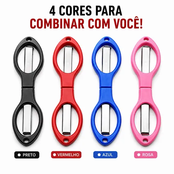 Tesoura Dobrável Portátil Aço Inox Multifuncional Bolso Chaveiro