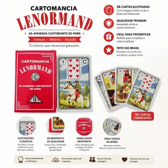 Tarot Baralho Lenormand Cartomancia Deck 36 Cartas