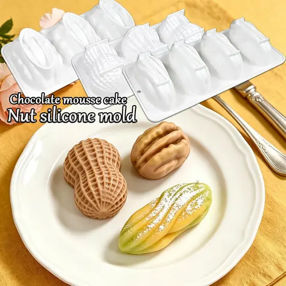 Molde Silicone Amendoim Noz Pistache para Mousse Confeitaria Artesanal Vários Modelos