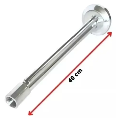 Cano Chuveiro Braço Haste Tubo Para Chuveiro 40cm Alumínio Polido/Meia Polegada