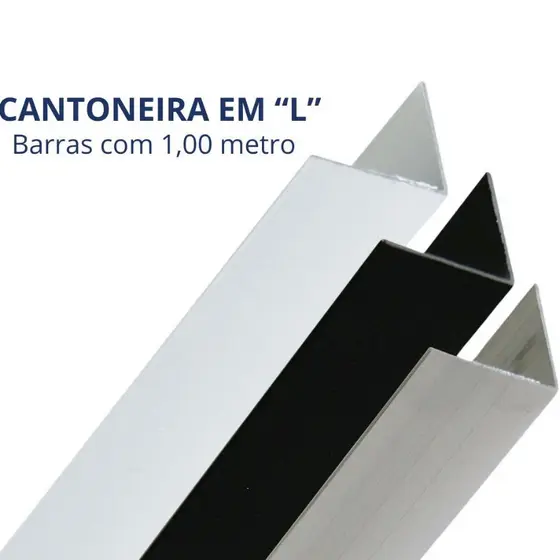 Cantoneira Em L Alumínio Branca, Polida, Preta Barra 1 Metro 1/2", 5/8", 3/4", 1"