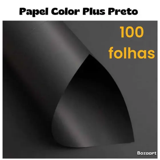 100 Folhas Papel Color Plus 180g A4 Preto Masterprint