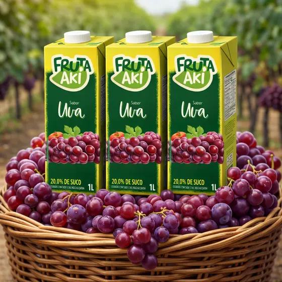 Kit Suco Néctar Fruta Aki Uva 1L