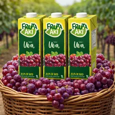 Kit Suco Néctar Fruta Aki Uva 1L