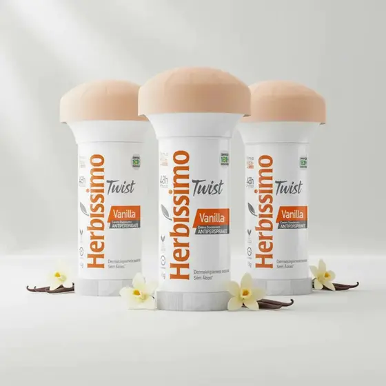 Kit 3 unid - Desodorante Twist Antitranspirante Herbíssimo Vanilla 45g