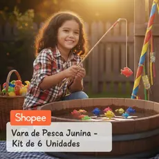 Vara de Pesca Festa Junina Direto da Fábrica 1,20 Metros VPFJ1,2M - 6 Unidades