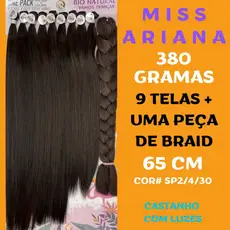 Miss Ariana Freedom&Love CABELO LISO 380 Gramas/ 65 Cm/ Bio Natural / 9 Telas + Uma Peça De Braid