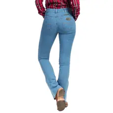 Calça Feminina Jeans Country Flare Lycra Resistente Confortavel Dia a Dia ref. 1228
