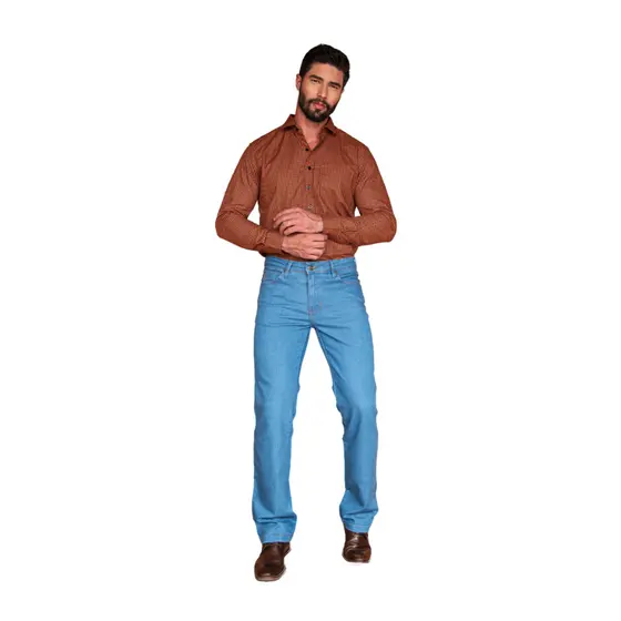Calça Jeans Masculina Country Cavaleiros Elastano Resistente Ref: 044