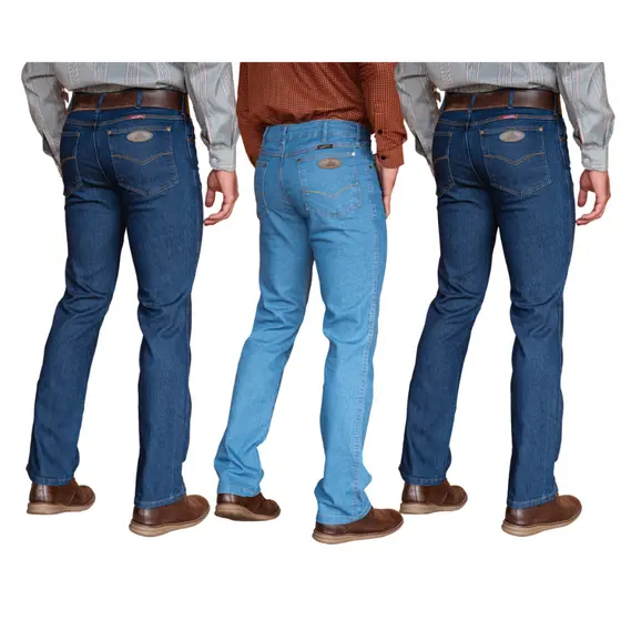 Kit com 3 Calças Jeans Masculina Rodeio Country Resistente Cavalreiros Ref: 044
