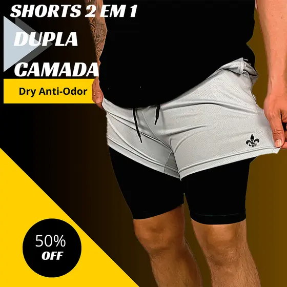 Shorts Masculino Treino Academia com Forro