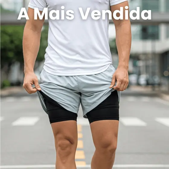 Short Academia Masculino 2 em 1 com Compressão