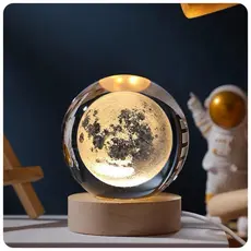 Luminária Bola Esfera Cristal De Mesa Planeta Terra Galáxia Sistema Solar
