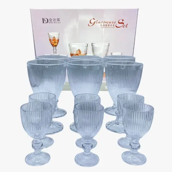 Jogo de Taças Vidro 6 Taças 300 ml  6 Taças 70 ml - Taça Vinho Licor