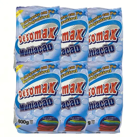 Kit 6 Lava Roupas pó Biodegradável 800g cada Desomax Sabão Detergente