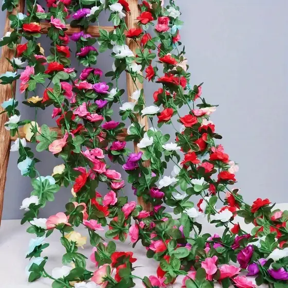 Corrente de Rosas Trepadeira Flores e Folhagem Casamento Decoração na parede - TF802454