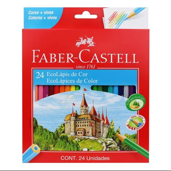 Lápis de Cor EcoLápis 12 e 24 Cores Faber-Castell e Léo & Léo Resistente