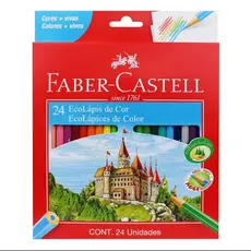 Lápis de Cor EcoLápis 12 e 24 Cores Faber-Castell e Léo & Léo Resistente