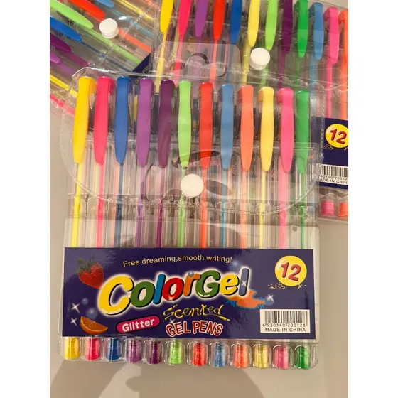 Caneta Gel Colorgel Glitter Canetinhas Frutas Perfumadas Kit Escolar