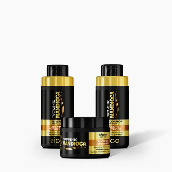 Kit Shampoo e Condicionador + Máscara Hidratação Mandioca - EICO