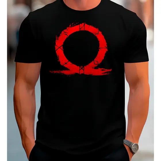 Camiseta Básica Game God Of War | Símbolo Vermelho | Gamer Geek | Camisa 100% Algodão